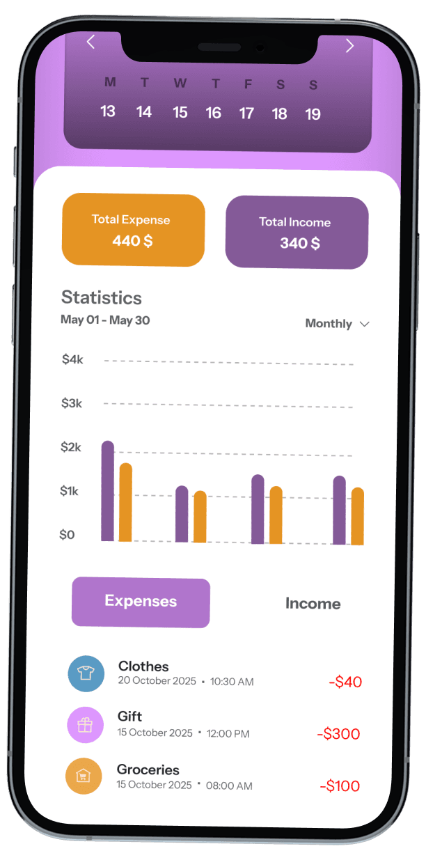 Monelee app interface